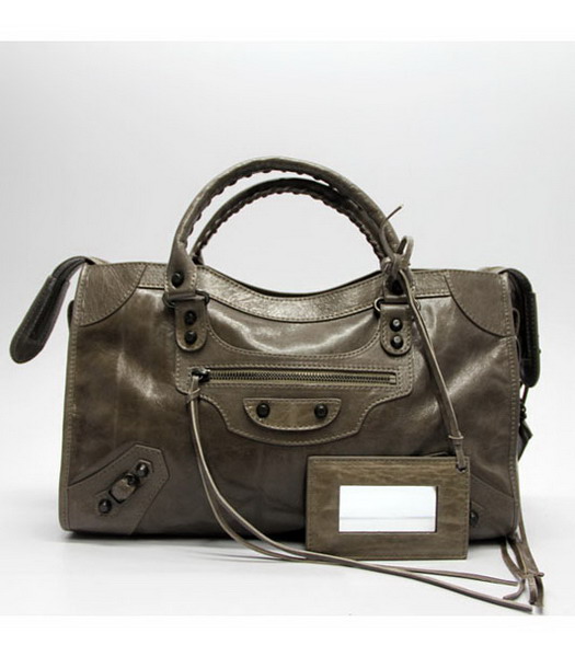 Balenciaga Motorcycle City Bag in pelle Silver_Grey Oil